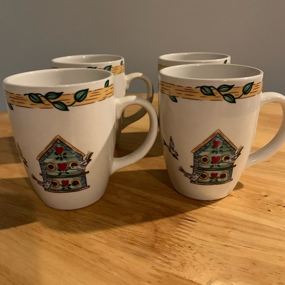 Thompson Pottery Bird House Coffee Mugs